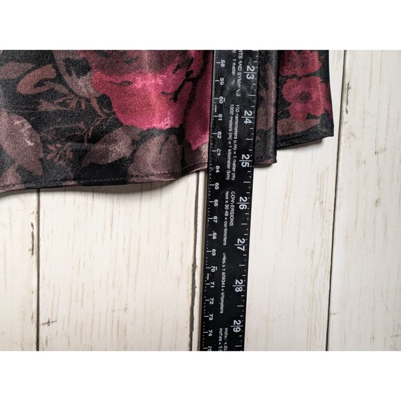 Black Floral Satin Cami Tank Top Size L Goth Romantic Dark Academia Whimsigoth - Picture 7 of 7